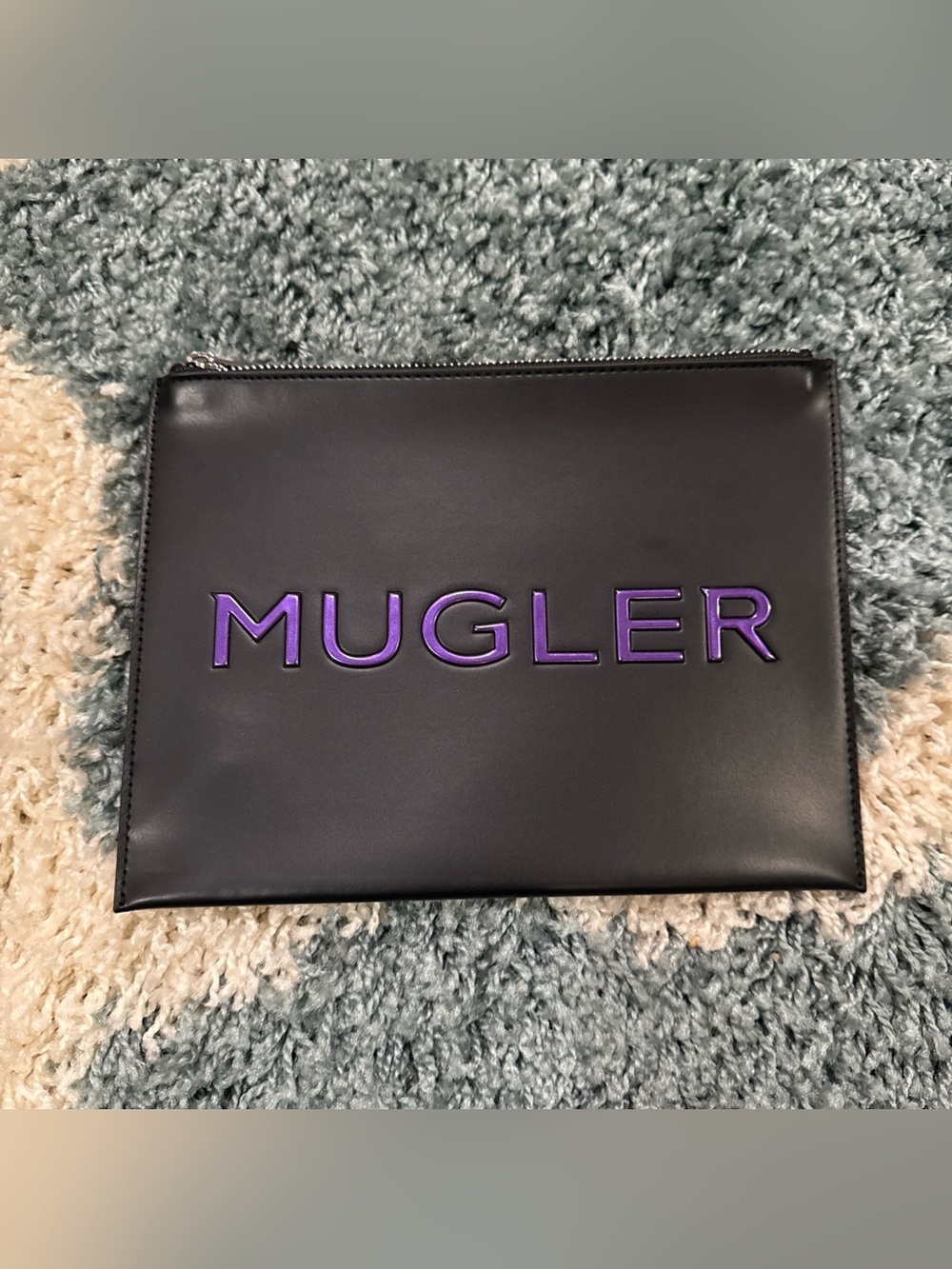 Thierry Mugler Black Cosmetic Pouch with Purple Logo